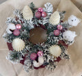 Adventski vijenac s ručno rađenim svijećama | puderasto roza božićna dekoracija (ručni rad)